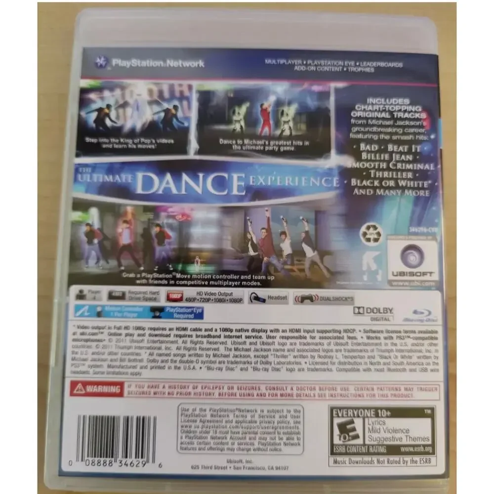Sony PlayStation 3 2010 Michael Jackson The Experience No Manual